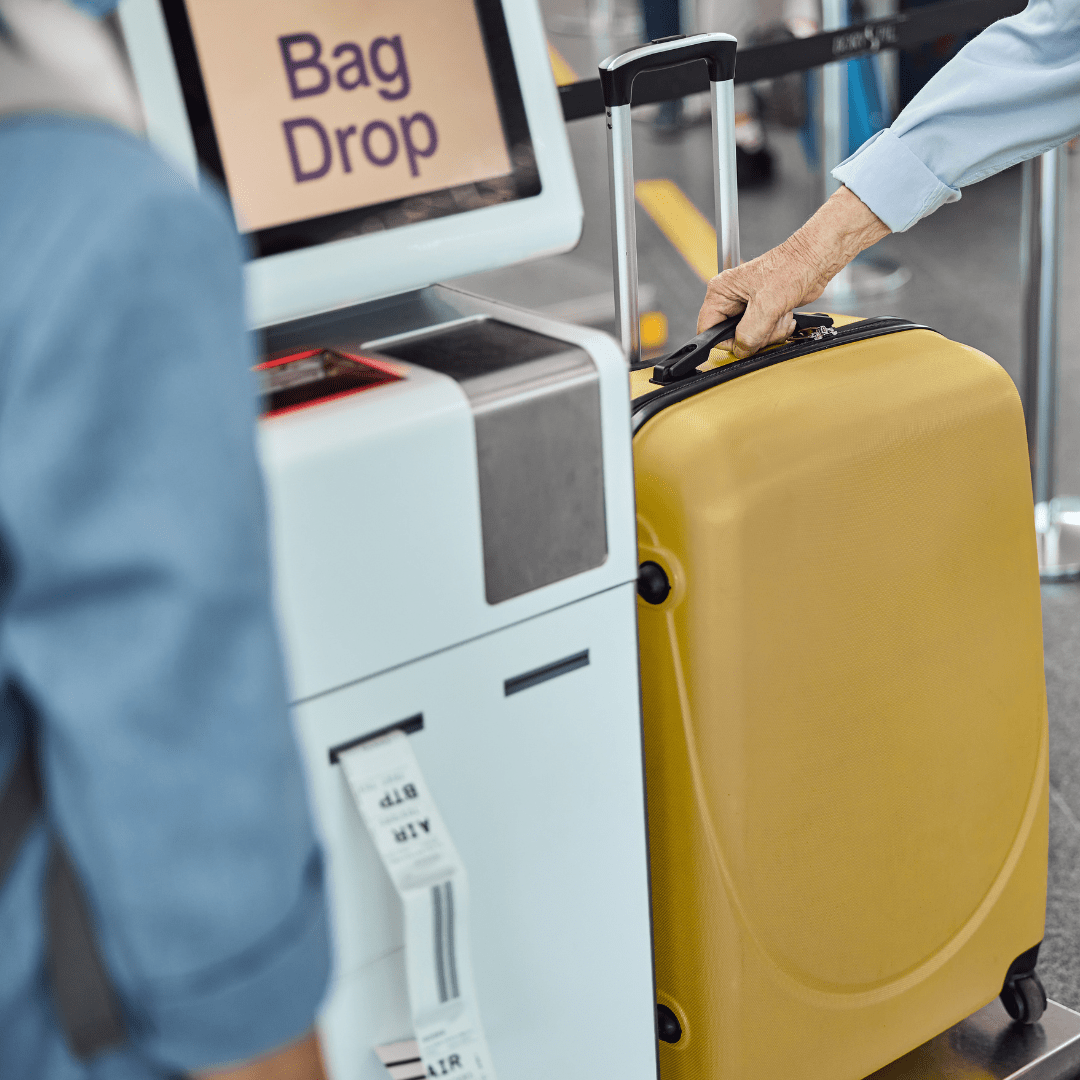 Self-service baggage drop at an airport