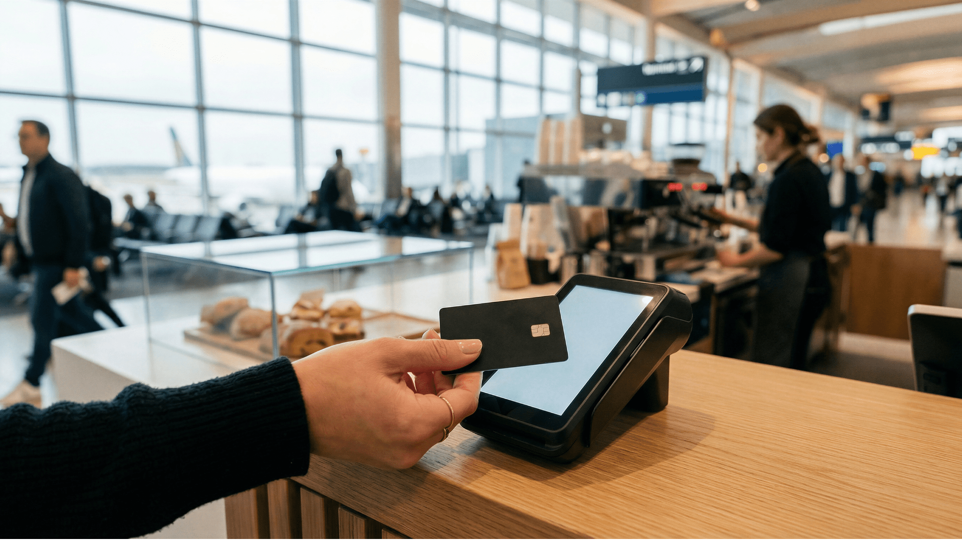 Point of sale at an airport coffee shop