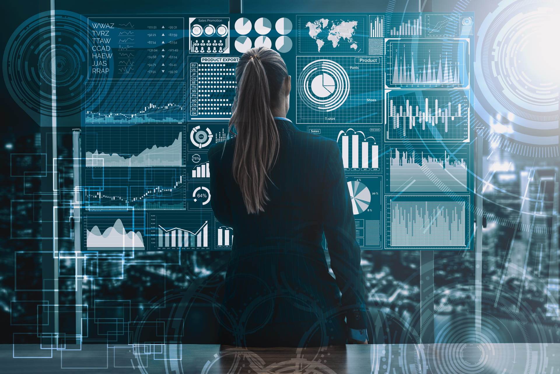 A strategic aviation consultant reviews various graphs and charts