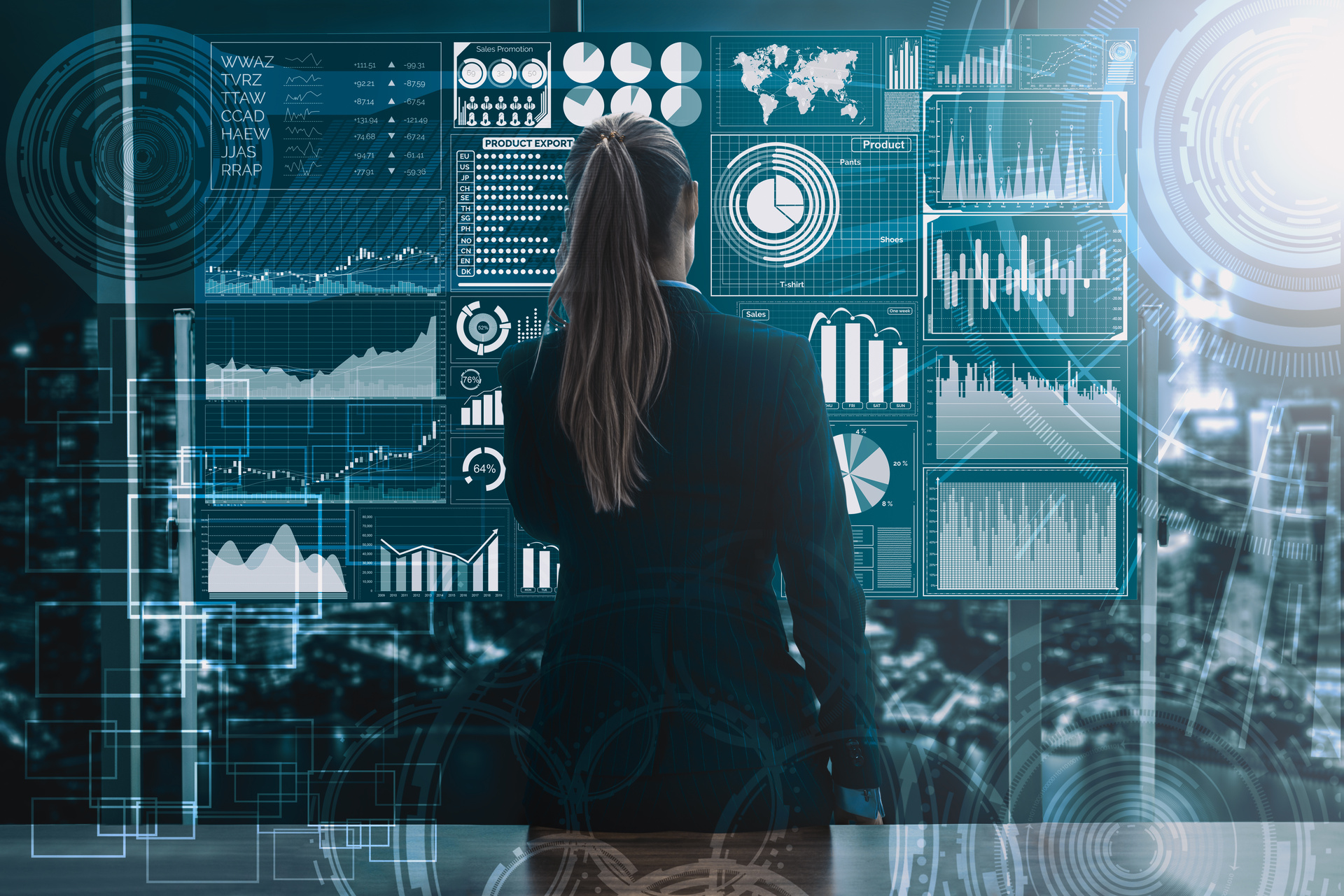 A strategic aviation consultant reviews various graphs and charts