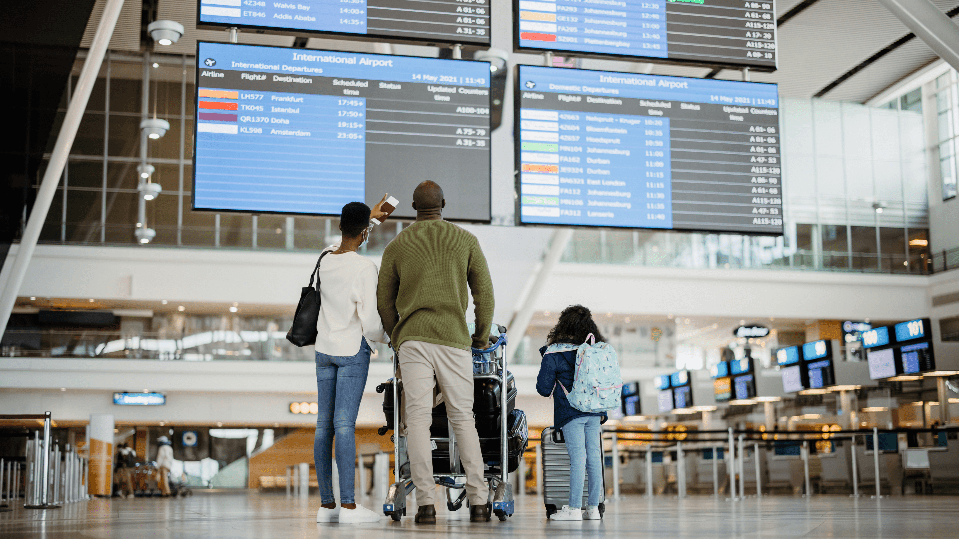 A family view clear signage at the airport