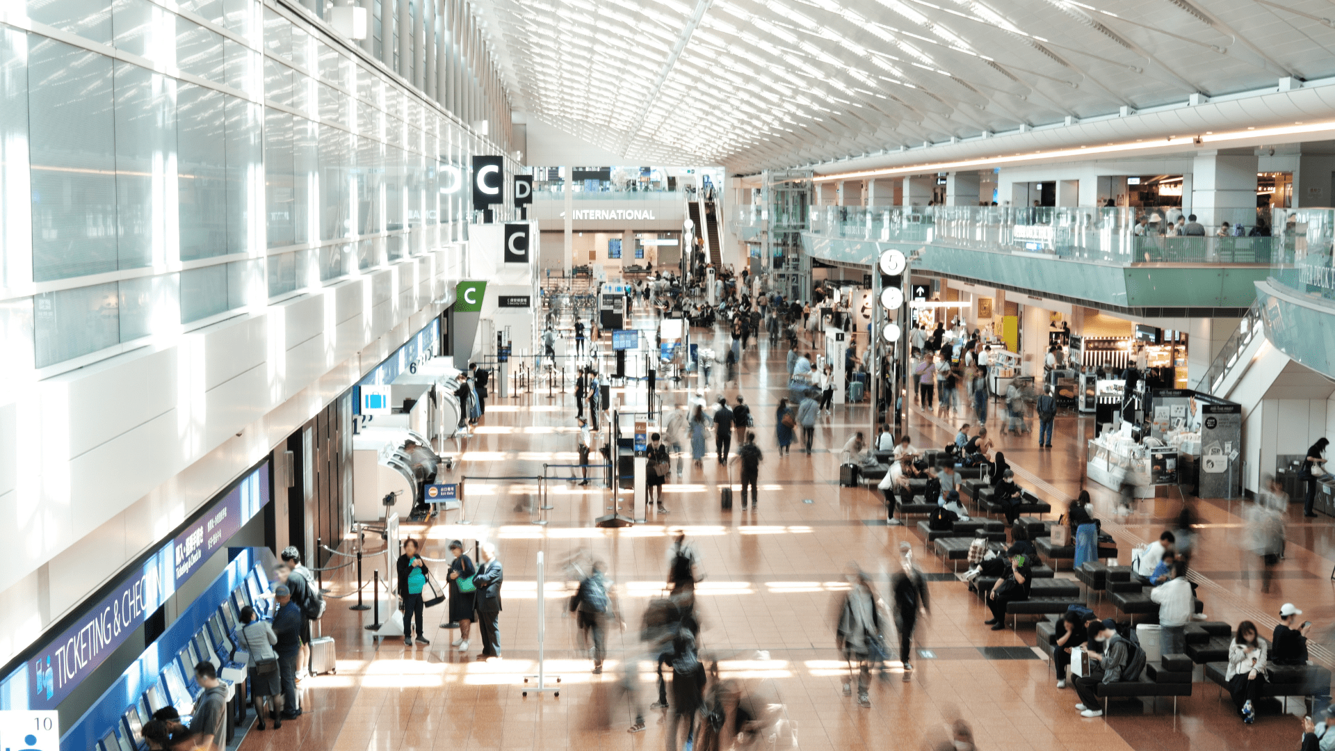 A busy airport terminal