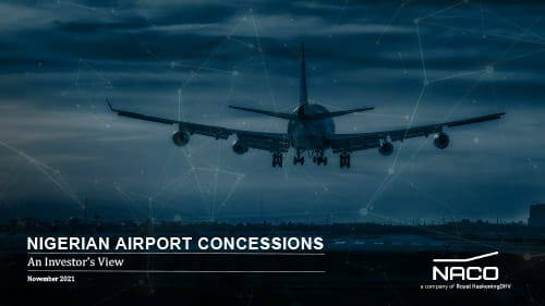 An image of a  plane from the back with a dark overlay over it and the Naco logo right at the bottom