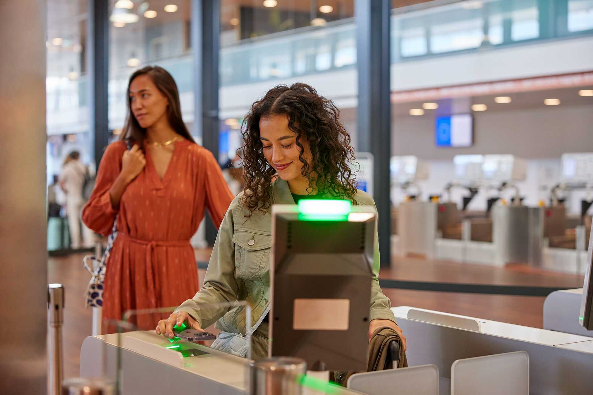 Women at passport control at Rotterdam The Hague Airport