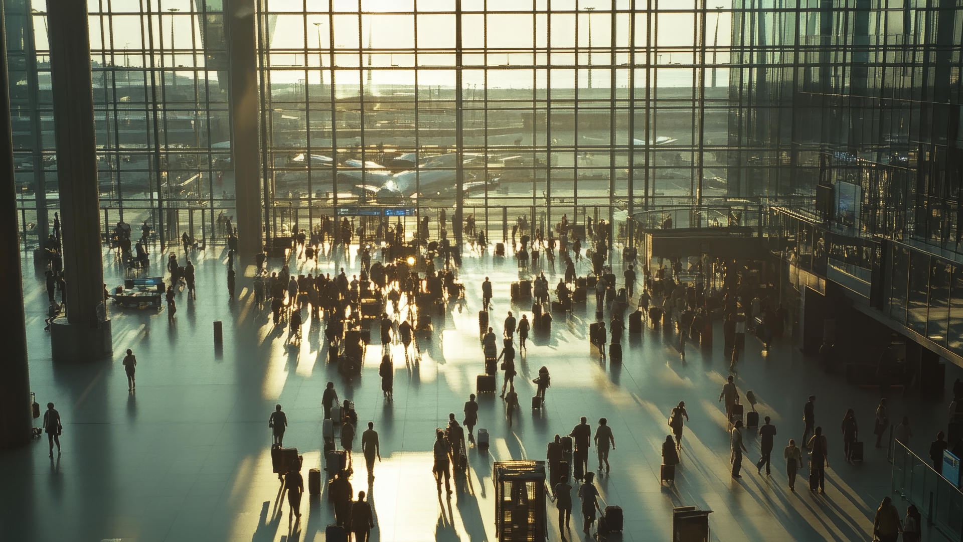 A busy airport terminal